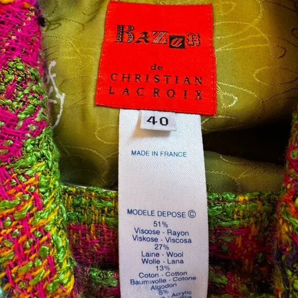 Vintage Bazar Christian LaCroix Sz 40FR Multicolor Wool Blend Blazer and Skirt - Picture 3 of 16